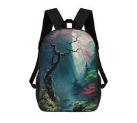 sinyumoney 3D Printed Backpack Misty Mountain Landscape Children's School Bags Book Bags Travel Lightweight Backpack Boys Girls School Bag for Middle School Students 17inch