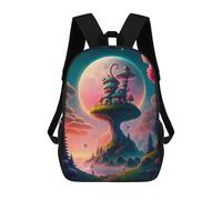 sinyumoney 3D Printed Backpack Moonlit Mushroom Castle Children's School Bags Rucksacks High Capacity Travel Kids School Bag Fashion Book Bags Boy Girl Back Pack 17inch