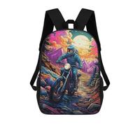 sinyumoney 3D Printed Backpack Motorcycle Adventure in Mountains Children's School Bags Rucksacks High Capacity Travel Kids School Bag Fashion Book Bags Boy Girl Back Pack 17inch