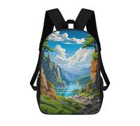 sinyumoney 3D Printed Backpack Mountain Lake Serenity -1 Children's School Bags Rucksacks High Capacity Travel Kids School Bag Fashion Book Bags Boy Girl Back Pack 17inch