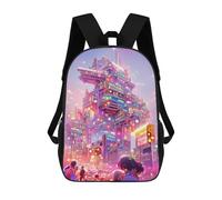 sinyumoney 3D Printed Backpack Neon Cityscape Vibrant Urban Future Children's School Bags Rucksacks High Capacity Travel Kids School Bag Fashion Book Bags Boy Girl Back Pack 17inch