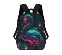 sinyumoney 3D Printed Backpack Neon Flamingo in Jungle Children's School Bags Rucksacks High Capacity Travel Kids School Bag Fashion Book Bags Boy Girl Back Pack 17inch