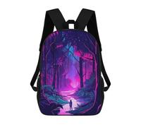 sinyumoney 3D Printed Backpack Neon Forest Journey -1 Children's School Bags Book Bags Travel Lightweight Backpack Boys Girls School Bag for Middle School Students 17inch