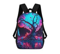 sinyumoney 3D Printed Backpack Neon Forest Reflections Children's School Bags Rucksacks High Capacity Travel Kids School Bag Fashion Book Bags Boy Girl Back Pack 17inch