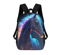 sinyumoney 3D Printed Backpack Neon Horse Portrait Children's School Bags Book Bags Travel Lightweight Backpack Boys Girls School Bag for Middle School Students 17inch