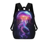 sinyumoney 3D Printed Backpack Neon Jellyfish Children's School Bags Book Bags Travel Lightweight Backpack Boys Girls School Bag for Middle School Students 17inch