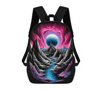 sinyumoney 3D Printed Backpack Neon Mountain Tunnel Children's School Bags Book Bags Travel Lightweight Backpack Boys Girls School Bag for Middle School Students 17inch