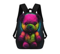 sinyumoney 3D Printed Backpack Neon Rainbow Teddy Bear Children's School Bags Book Bags Travel Lightweight Backpack Boys Girls School Bag for Middle School Students 17inch
