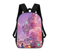 sinyumoney 3D Printed Backpack Neon Skyscraper Dreamscape Children's School Bags Book Bags Travel Lightweight Backpack Boys Girls School Bag for Middle School Students 17inch