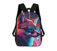 sinyumoney 3D Printed Backpack Neon Wolf Glasses Art Children's School Bags Rucksacks High Capacity Travel Kids School Bag Fashion Book Bags Boy Girl Back Pack 17inch