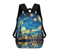 sinyumoney 3D Printed Backpack New York City Skyline with Statue of Liberty Children's School Bags Rucksacks High Capacity Travel Kids School Bag Fashion Book Bags Boy Girl Back Pack 17inch