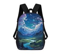 sinyumoney 3D Printed Backpack Night Mountain Serenity Children's School Bags Rucksacks High Capacity Travel Kids School Bag Fashion Book Bags Boy Girl Back Pack 17inch