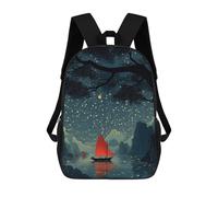 sinyumoney 3D Printed Backpack Night River Lanterns Children's School Bags Rucksacks High Capacity Travel Kids School Bag Fashion Book Bags Boy Girl Back Pack 17inch