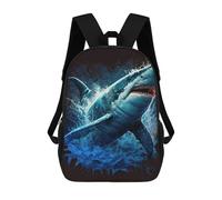 sinyumoney 3D Printed Backpack Ocean's Fury Shark Artwork Children's School Bags Book Bags Travel Lightweight Backpack Boys Girls School Bag for Middle School Students 17inch