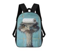 sinyumoney 3D Printed Backpack Ostrich with Toilet Paper on Head Children's School Bags Book Bags Travel Lightweight Backpack Boys Girls School Bag for Middle School Students 17inch