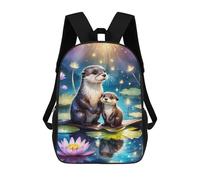 sinyumoney 3D Printed Backpack Otters in A Magical Pond Children's School Bags Rucksacks High Capacity Travel Kids School Bag Fashion Book Bags Boy Girl Back Pack 17inch