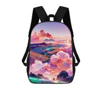 sinyumoney 3D Printed Backpack Pastel Sunset Fields Children's School Bags Rucksacks High Capacity Travel Kids School Bag Fashion Book Bags Boy Girl Back Pack 17inch