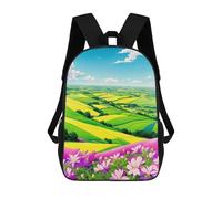 sinyumoney 3D Printed Backpack Pastoral Fields of Color Children's School Bags Rucksacks High Capacity Travel Kids School Bag Fashion Book Bags Boy Girl Back Pack 17inch