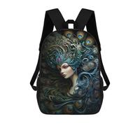 sinyumoney 3D Printed Backpack Peacock Feather Headdress Art Children's School Bags Book Bags Travel Lightweight Backpack Boys Girls School Bag for Middle School Students 17inch