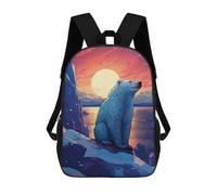 sinyumoney 3D Printed Backpack Polar Bear Sunset-1 Children's School Bags Book Bags Travel Lightweight Backpack Boys Girls School Bag for Middle School Students 17inch