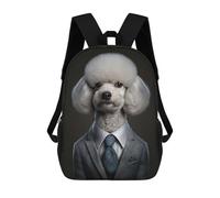 sinyumoney 3D Printed Backpack Poodle in A Mens Suit Children's School Bags Rucksacks High Capacity Travel Kids School Bag Fashion Book Bags Boy Girl Back Pack 17inch