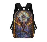 sinyumoney 3D Printed Backpack Purple Church Glass Dragon Children's School Bags Rucksacks High Capacity Travel Kids School Bag Fashion Book Bags Boy Girl Back Pack 17inch