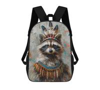 sinyumoney 3D Printed Backpack Raccoon Indian Historic Children's School Bags Rucksacks High Capacity Travel Kids School Bag Fashion Book Bags Boy Girl Back Pack 17inch