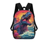 sinyumoney 3D Printed Backpack Raging Dinosaur Sunset Children's School Bags Book Bags Travel Lightweight Backpack Boys Girls School Bag for Middle School Students 17inch