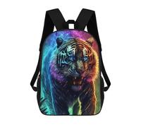 sinyumoney 3D Printed Backpack Rainbow Tiger in Flames Children's School Bags Book Bags Travel Lightweight Backpack Boys Girls School Bag for Middle School Students 17inch