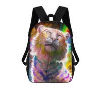 sinyumoney 3D Printed Backpack Rainbow Tiger Portrait -1 Children's School Bags Book Bags Travel Lightweight Backpack Boys Girls School Bag for Middle School Students 17inch
