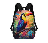 sinyumoney 3D Printed Backpack Rainbow Toucan in Paradise Children's School Bags Rucksacks High Capacity Travel Kids School Bag Fashion Book Bags Boy Girl Back Pack 17inch