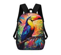 sinyumoney 3D Printed Backpack Rainbow Toucan in Paradise Children's School Bags Rucksacks High Capacity Travel Kids School Bag Fashion Book Bags Boy Girl Back Pack 17inch