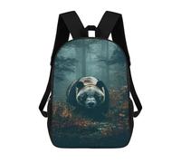 sinyumoney 3D Printed Backpack Rainy Forest Bear Children's School Bags Book Bags Travel Lightweight Backpack Boys Girls School Bag for Middle School Students 17inch
