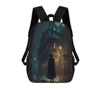 sinyumoney 3D Printed Backpack Rainy Night in The City Children's School Bags Book Bags Travel Lightweight Backpack Boys Girls School Bag for Middle School Students 17inch