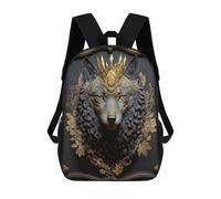 sinyumoney 3D Printed Backpack Regal Wolf Portrait -2 Children's School Bags Rucksacks High Capacity Travel Kids School Bag Fashion Book Bags Boy Girl Back Pack 17inch