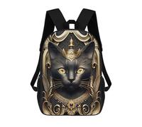 sinyumoney 3D Printed Backpack Royal Black Cat Portrait Children's School Bags Rucksacks High Capacity Travel Kids School Bag Fashion Book Bags Boy Girl Back Pack 17inch