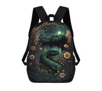 sinyumoney 3D Printed Backpack Serpent in Moonlit Garden Children's School Bags Rucksacks High Capacity Travel Kids School Bag Fashion Book Bags Boy Girl Back Pack 17inch