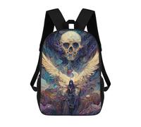 sinyumoney 3D Printed Backpack Skull Angel Painting Children's School Bags Rucksacks High Capacity Travel Kids School Bag Fashion Book Bags Boy Girl Back Pack 17inch
