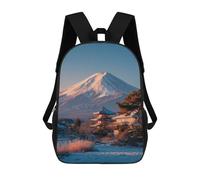 sinyumoney 3D Printed Backpack Snowy Mountain Zen Temple Children's School Bags Rucksacks High Capacity Travel Kids School Bag Fashion Book Bags Boy Girl Back Pack 17inch