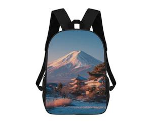 sinyumoney 3D Printed Backpack Snowy Mountain Zen Temple Children's School Bags Rucksacks High Capacity Travel Kids School Bag Fashion Book Bags Boy Girl Back Pack 17inch