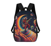 sinyumoney 3D Printed Backpack Space Guitarist Cosmic Melody Children's School Bags Book Bags Travel Lightweight Backpack Boys Girls School Bag for Middle School Students 17inch