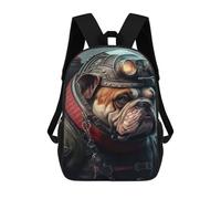 sinyumoney 3D Printed Backpack Steampunk Bulldog Pilot Children's School Bags Rucksacks High Capacity Travel Kids School Bag Fashion Book Bags Boy Girl Back Pack 17inch