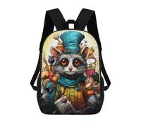 sinyumoney 3D Printed Backpack Steampunk Raccoon Chef Children's School Bags Rucksacks High Capacity Travel Kids School Bag Fashion Book Bags Boy Girl Back Pack 17inch