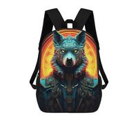 sinyumoney 3D Printed Backpack Steampunk Wolf Armor Children's School Bags Book Bags Travel Lightweight Backpack Boys Girls School Bag for Middle School Students 17inch
