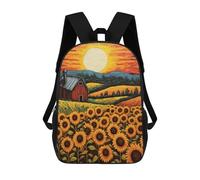 sinyumoney 3D Printed Backpack Sunflower Field Sunset Children's School Bags Rucksacks High Capacity Travel Kids School Bag Fashion Book Bags Boy Girl Back Pack 17inch