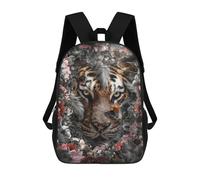 sinyumoney 3D Printed Backpack Tiger Amidst Flowers Children's School Bags Book Bags Travel Lightweight Backpack Boys Girls School Bag for Middle School Students 17inch