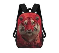 sinyumoney 3D Printed Backpack Tiger Red Polygon Art Children's School Bags Book Bags Travel Lightweight Backpack Boys Girls School Bag for Middle School Students 17inch