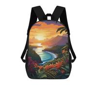 sinyumoney 3D Printed Backpack Tropical Sunset Paradise Children's School Bags Book Bags Travel Lightweight Backpack Boys Girls School Bag for Middle School Students 17inch