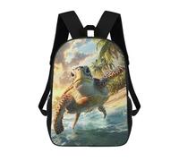 sinyumoney 3D Printed Backpack Turtle on Tropical Beach Children's School Bags Rucksacks High Capacity Travel Kids School Bag Fashion Book Bags Boy Girl Back Pack 17inch