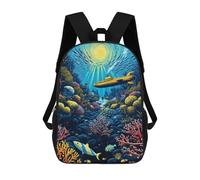sinyumoney 3D Printed Backpack Underwater Adventure with Submarine -1 Children's School Bags Book Bags Travel Lightweight Backpack Boys Girls School Bag for Middle School Students 17inch